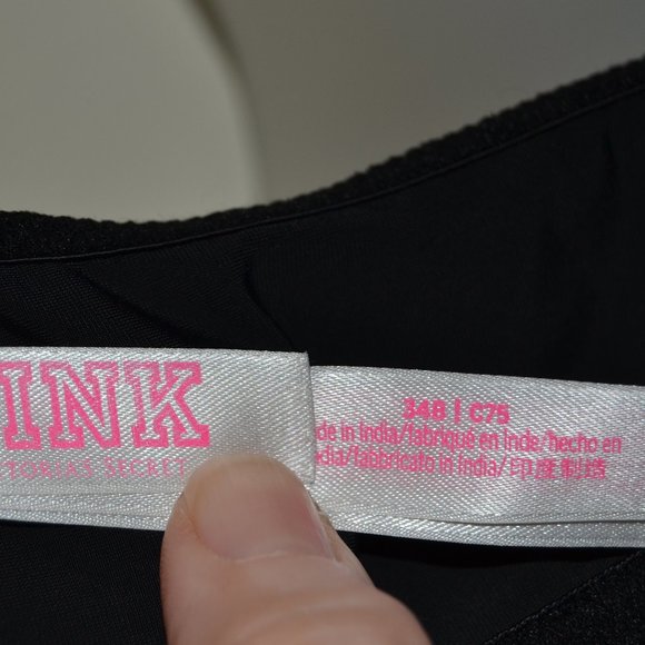 PINK Victoria's Secret 34B Wear Everywhere push-up black front closure bra EUC - Picture 9 of 9